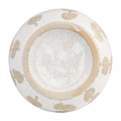 Vase de 10 po en céramique à motif botanique - ivoire