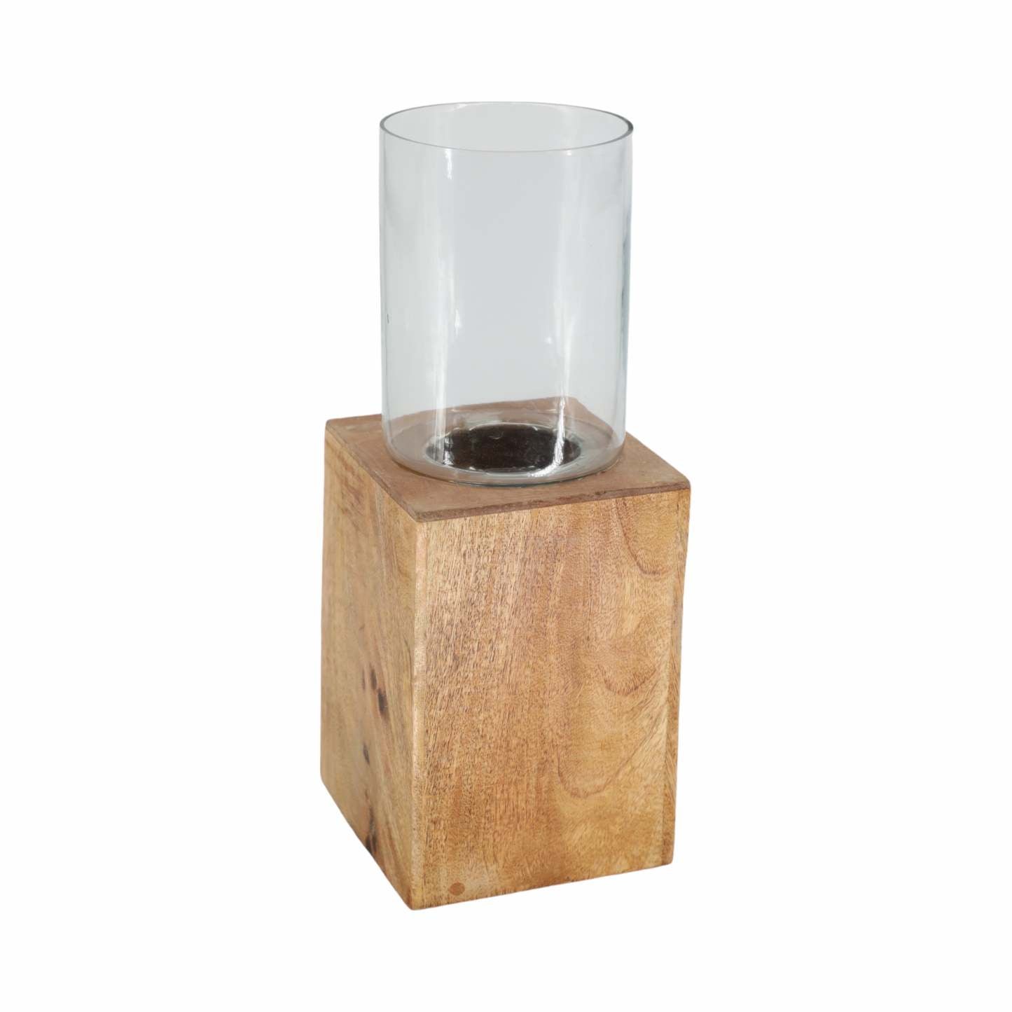 Bougeoir pilier en bois à base carrée de 15 po - Naturel|Bougeoir de 15 po avec base pilier carré en bois - naturel