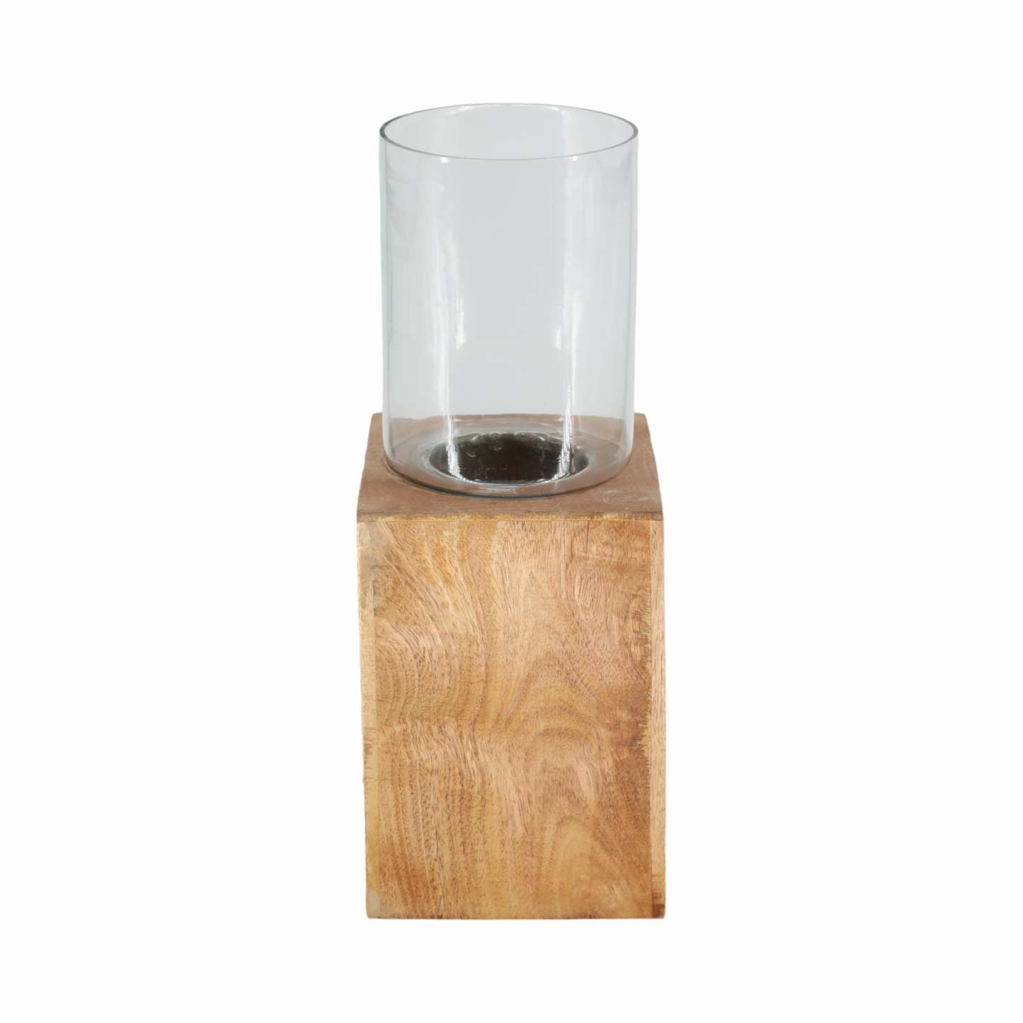 Bougeoir pilier en bois à base carrée de 15 po - Naturel|Bougeoir de 15 po avec base pilier carré en bois - naturel