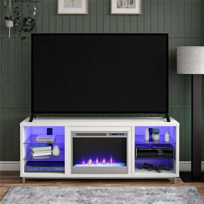 Ameriwood Home Lumina Electric Fireplace TV Stand for TVs up to 70 po - Blanc|Meuble pour téléviseur Lumina d'Ameriwood Home avec foyer électrique pour téléviseurs jusqu'à 70 po - blanc