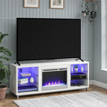 Ameriwood Home Lumina Electric Fireplace TV Stand for TVs up to 70 po - Blanc|Meuble pour téléviseur Lumina d'Ameriwood Home avec foyer électrique pour téléviseurs jusqu'à 70 po - blanc