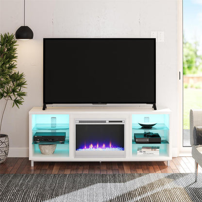 Ameriwood Home Lumina Electric Fireplace TV Stand for TVs up to 70 po - Blanc|Meuble pour téléviseur Lumina d'Ameriwood Home avec foyer électrique pour téléviseurs jusqu'à 70 po - blanc