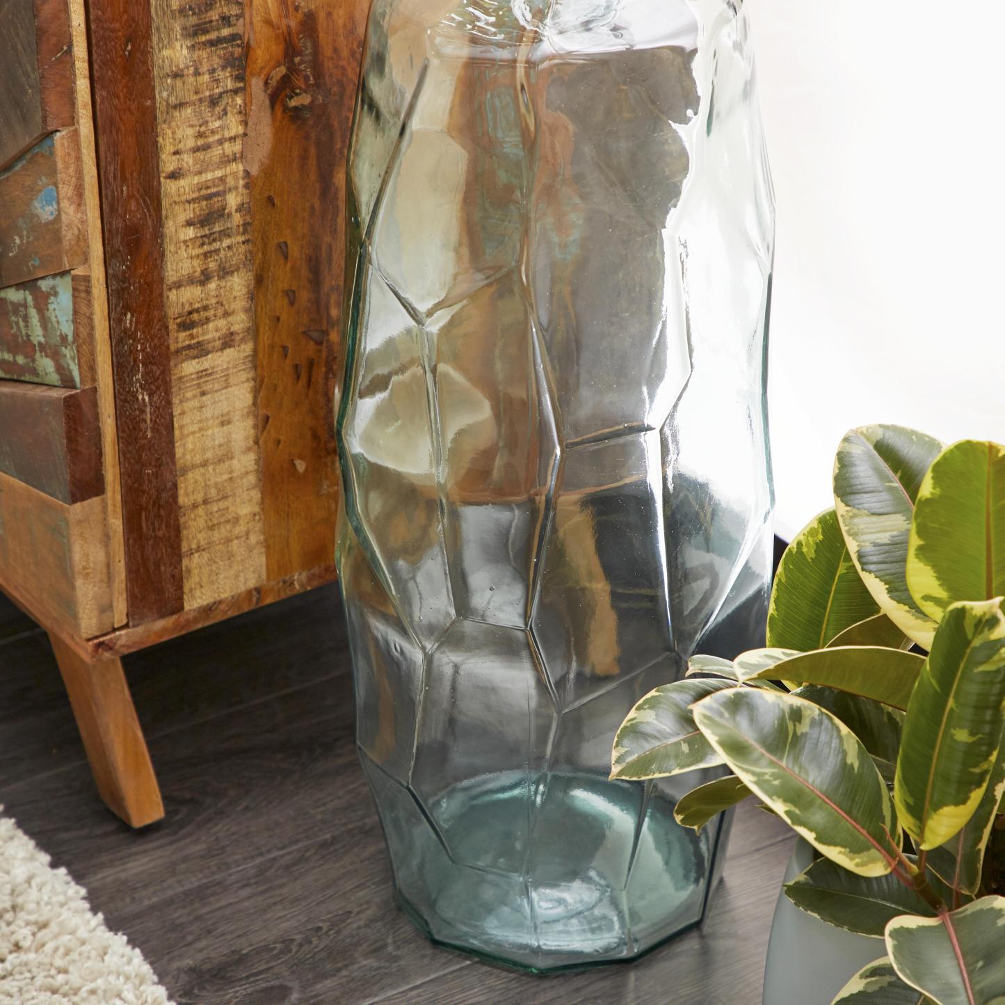 Vase de 29 po en verre - bleu clair