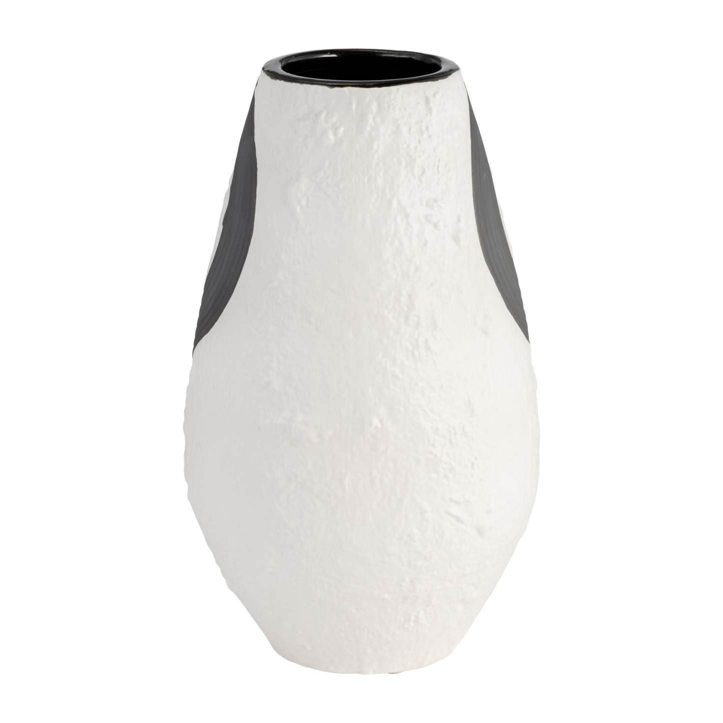 Vase de 11 po en grès noir - noir et blanc