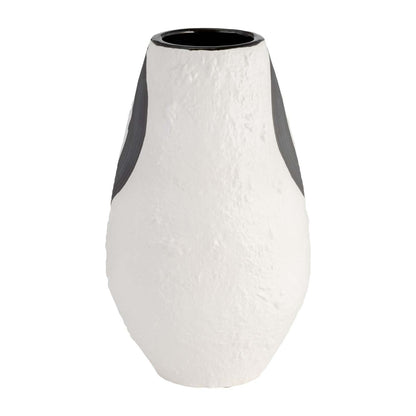 Vase de 11 po en grès noir - noir et blanc