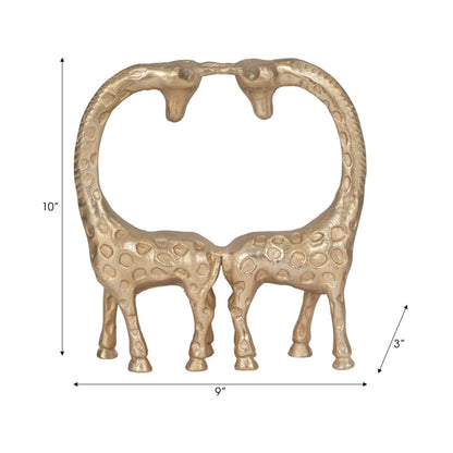 Couple de girafes de 10 po en métal - doré