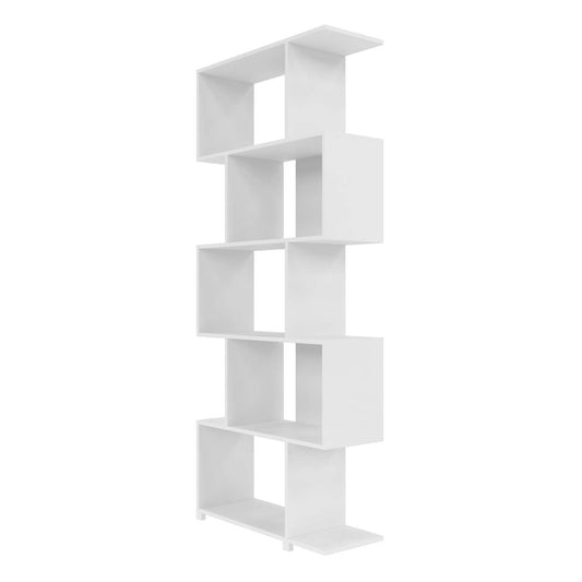 Bibliothèque charmante Petrolina de Manhattan Comfort avec 5 tablettes en zigzag - blanche