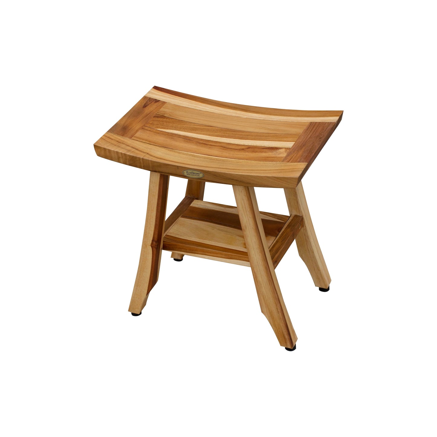 EcoDecors, Banc, Tabouret de douche, Siège de douche, Chaise de douche pour l'intérieur de la douche, Petit banc, Banc de douche en teck, Repose-pieds de douche
