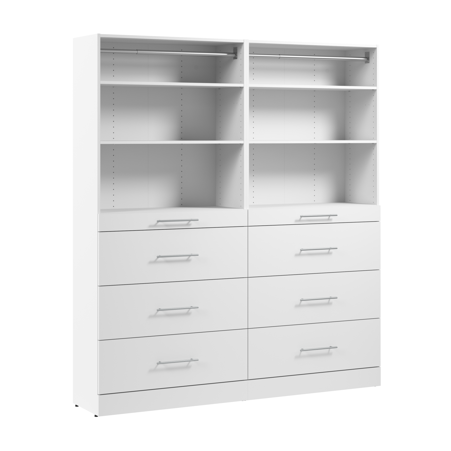 Système de garde-robe et pièce-penderie modulaire Florence de Bestar de 71 po avec tablettes et tiroirs de style lisse - blanc