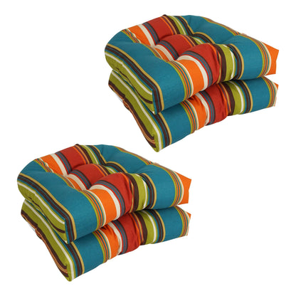 Coussins de chaise d'intérieur/extérieur à dossier arrondi de 48 cm (ensemble de 4) - 48 x 48 cm