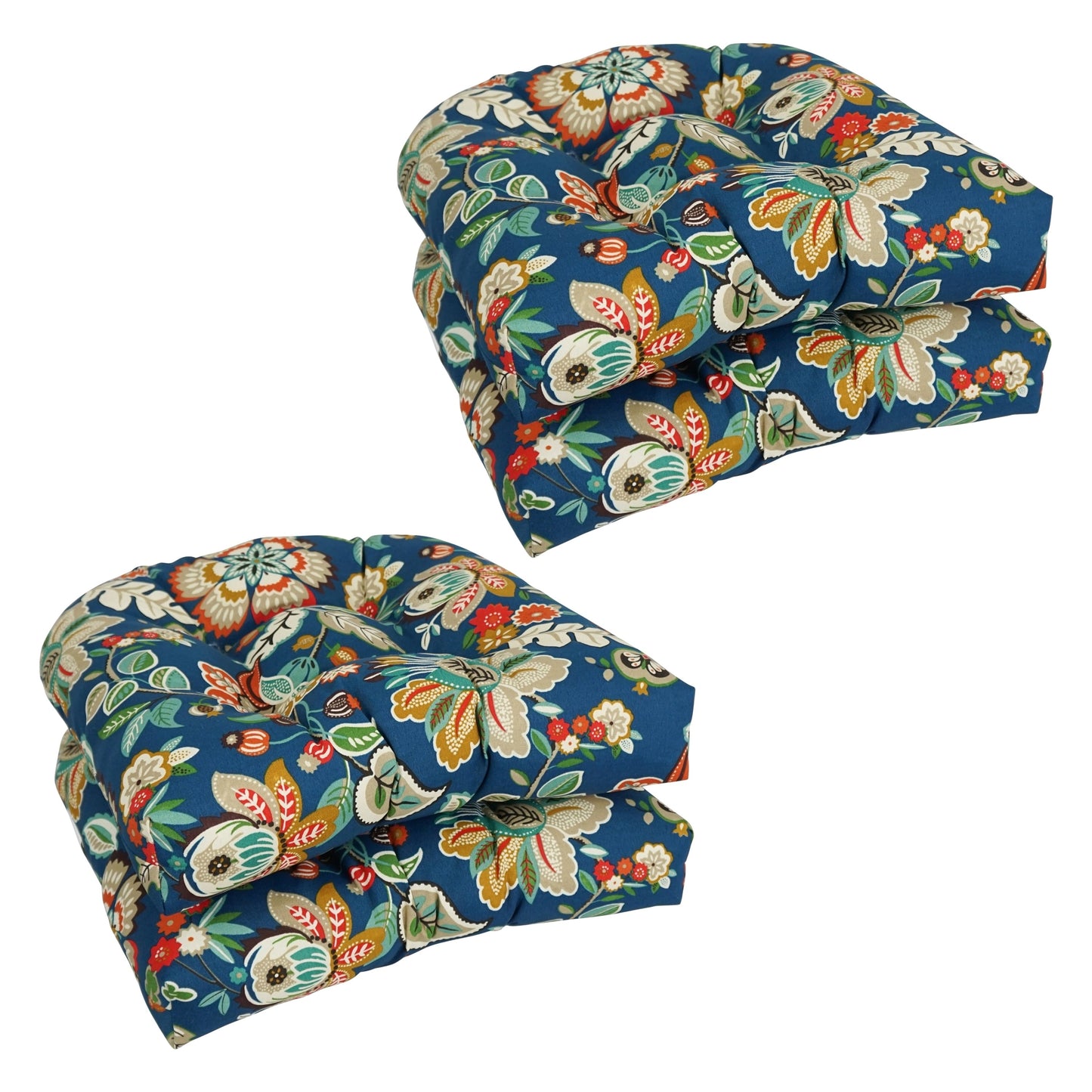 Coussins de chaise d'intérieur/extérieur à dossier arrondi de 48 cm (ensemble de 4) - 48 x 48 cm