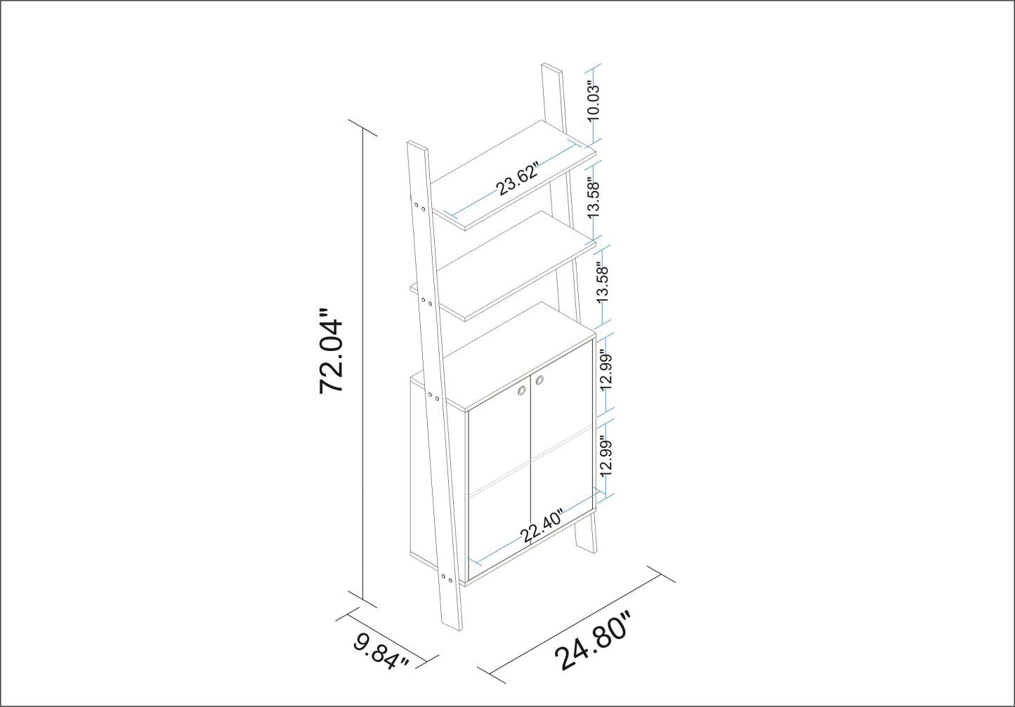 Manhattan Comfort Cooper Ladder Display Accent Cabinet with 2 Floating Shelves - Black|Armoire décorative Cooper de Manhattan Comfort de style échelle avec 2 tablettes flottantes - noire