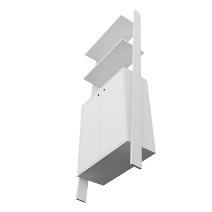 Manhattan Comfort Cooper Ladder Display Accent Cabinet with 2 Floating Shelves - White|Armoire décorative Cooper de Manhattan Comfort de style échelle avec 2 tablettes flottantes - blanche