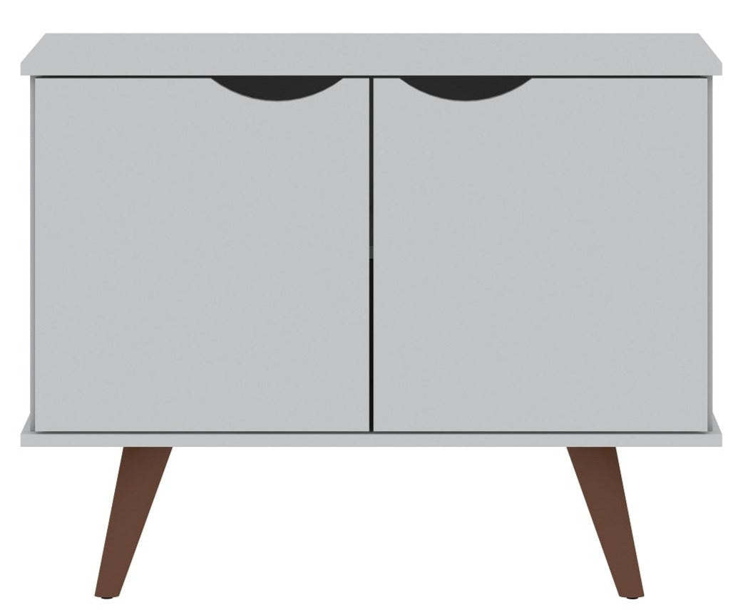 Manhattan Comfort Armoire d'appoint à 2 étagères Hampton avec pieds en bois massif - Blanc|Armoire décorative Hampton de Manhattan Comfort avec 2 tablettes et pattes en bois massif - blanche