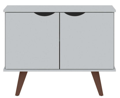 Manhattan Comfort Armoire d'appoint à 2 étagères Hampton avec pieds en bois massif - Blanc|Armoire décorative Hampton de Manhattan Comfort avec 2 tablettes et pattes en bois massif - blanche