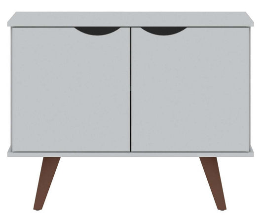 Manhattan Comfort Armoire d'appoint à 2 étagères Hampton avec pieds en bois massif - Blanc|Armoire décorative Hampton de Manhattan Comfort avec 2 tablettes et pattes en bois massif - blanche