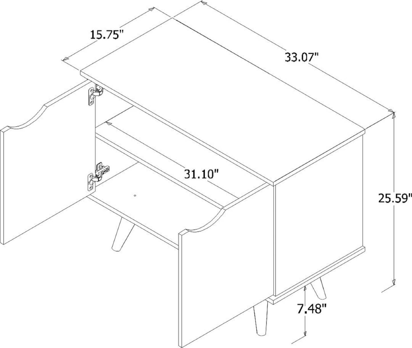 Manhattan Comfort Armoire d'appoint à 2 étagères Hampton avec pieds en bois massif - Blanc cassé et crème d'érable|Armoire décorative Hampton de Manhattan Comfort avec 2 tablettes et pattes en bois massif - blanc cassé et crème d'érable