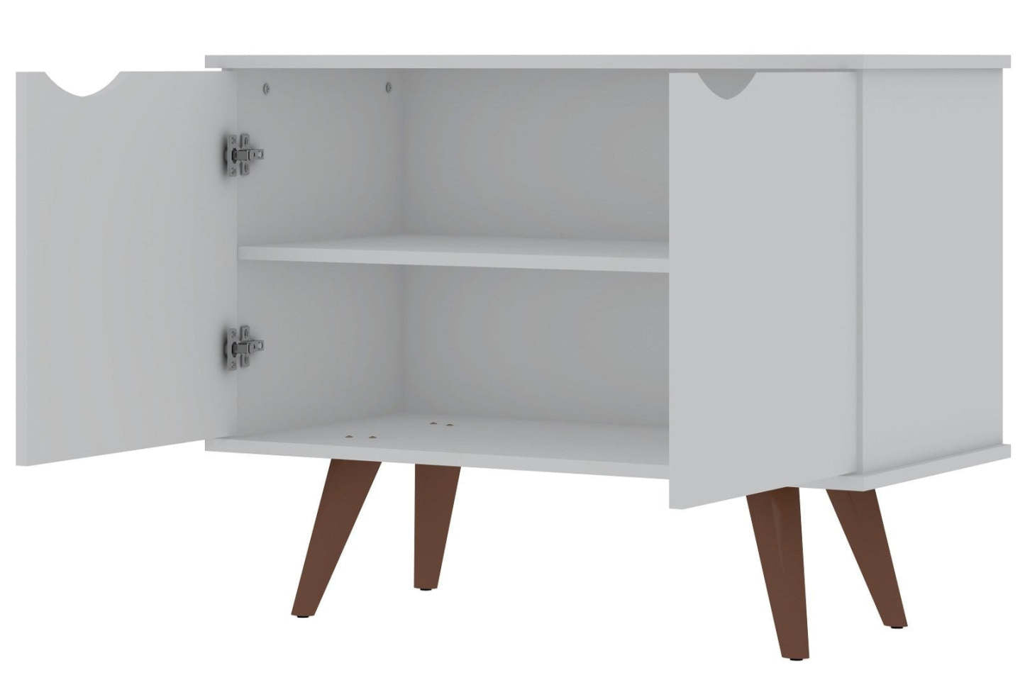 Manhattan Comfort Armoire d'appoint à 2 étagères Hampton avec pieds en bois massif - Blanc|Armoire décorative Hampton de Manhattan Comfort avec 2 tablettes et pattes en bois massif - blanche