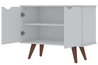 Manhattan Comfort Armoire d'appoint à 2 étagères Hampton avec pieds en bois massif - Blanc|Armoire décorative Hampton de Manhattan Comfort avec 2 tablettes et pattes en bois massif - blanche