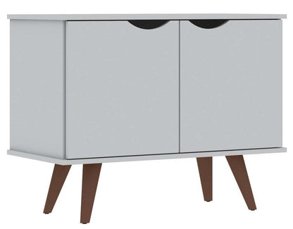 Manhattan Comfort Armoire d'appoint à 2 étagères Hampton avec pieds en bois massif - Blanc|Armoire décorative Hampton de Manhattan Comfort avec 2 tablettes et pattes en bois massif - blanche
