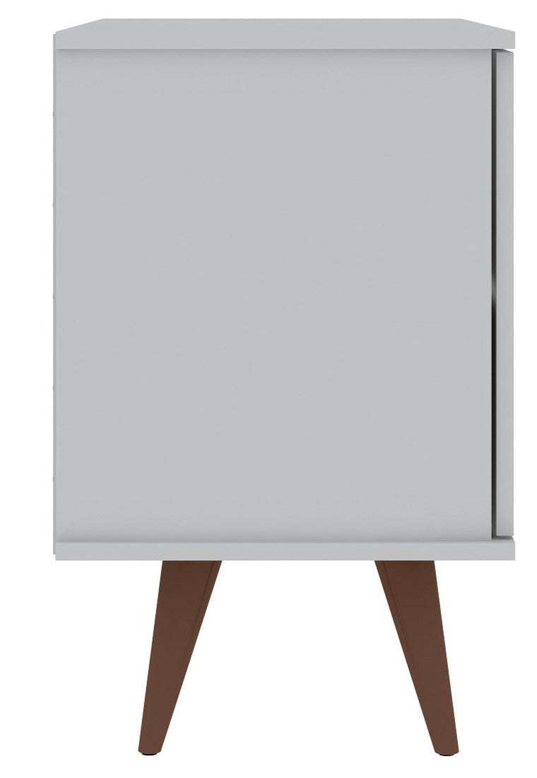 Manhattan Comfort Armoire d'appoint à 2 étagères Hampton avec pieds en bois massif - Blanc|Armoire décorative Hampton de Manhattan Comfort avec 2 tablettes et pattes en bois massif - blanche