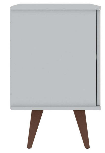 Manhattan Comfort Armoire d'appoint à 2 étagères Hampton avec pieds en bois massif - Blanc|Armoire décorative Hampton de Manhattan Comfort avec 2 tablettes et pattes en bois massif - blanche