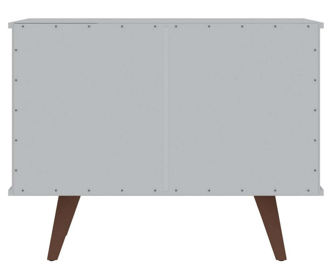 Manhattan Comfort Armoire d'appoint à 2 étagères Hampton avec pieds en bois massif - Blanc|Armoire décorative Hampton de Manhattan Comfort avec 2 tablettes et pattes en bois massif - blanche