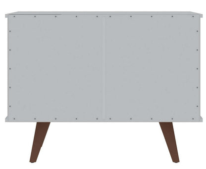 Manhattan Comfort Armoire d'appoint à 2 étagères Hampton avec pieds en bois massif - Blanc|Armoire décorative Hampton de Manhattan Comfort avec 2 tablettes et pattes en bois massif - blanche