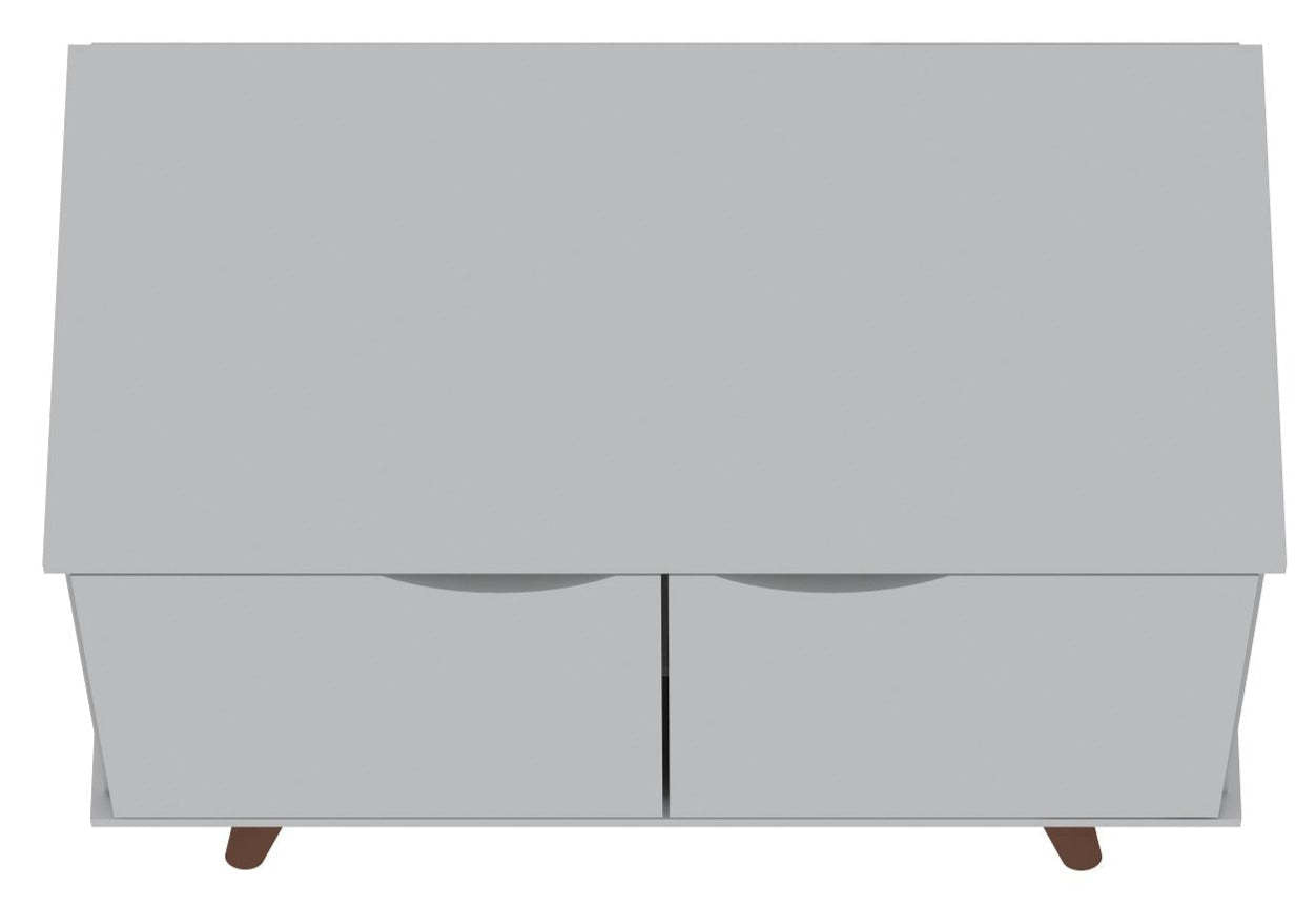 Manhattan Comfort Armoire d'appoint à 2 étagères Hampton avec pieds en bois massif - Blanc|Armoire décorative Hampton de Manhattan Comfort avec 2 tablettes et pattes en bois massif - blanche