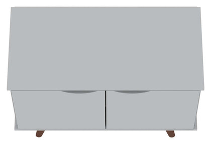 Manhattan Comfort Armoire d'appoint à 2 étagères Hampton avec pieds en bois massif - Blanc|Armoire décorative Hampton de Manhattan Comfort avec 2 tablettes et pattes en bois massif - blanche