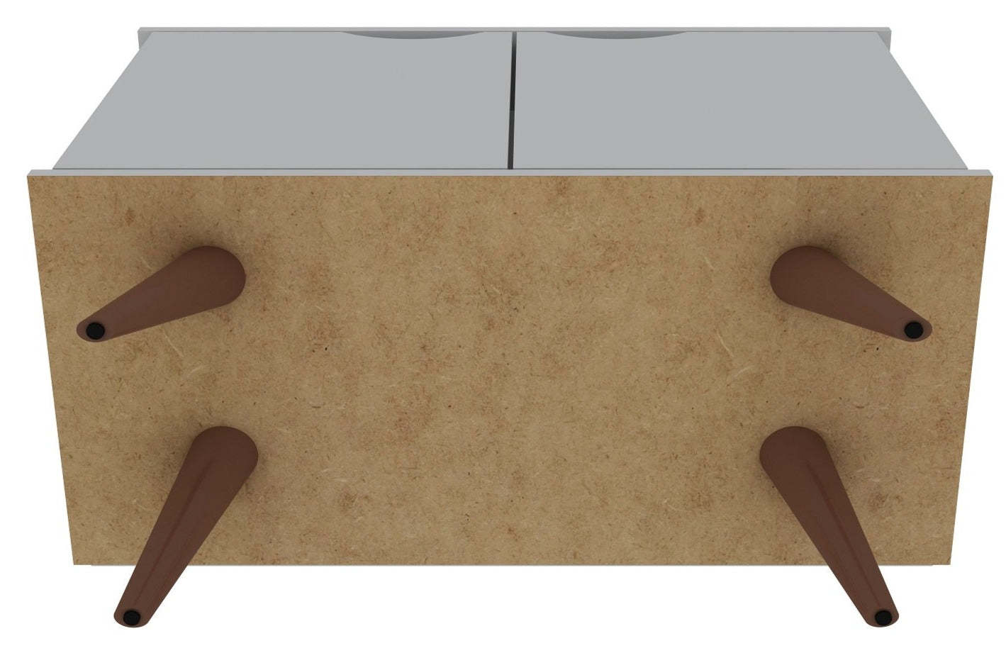 Manhattan Comfort Armoire d'appoint à 2 étagères Hampton avec pieds en bois massif - Blanc|Armoire décorative Hampton de Manhattan Comfort avec 2 tablettes et pattes en bois massif - blanche