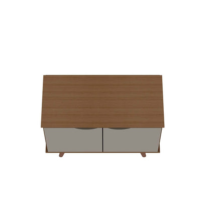 Manhattan Comfort Armoire d'appoint à 2 étagères Hampton avec pieds en bois massif - Blanc cassé et crème d'érable|Armoire décorative Hampton de Manhattan Comfort avec 2 tablettes et pattes en bois massif - blanc cassé et crème d'érable