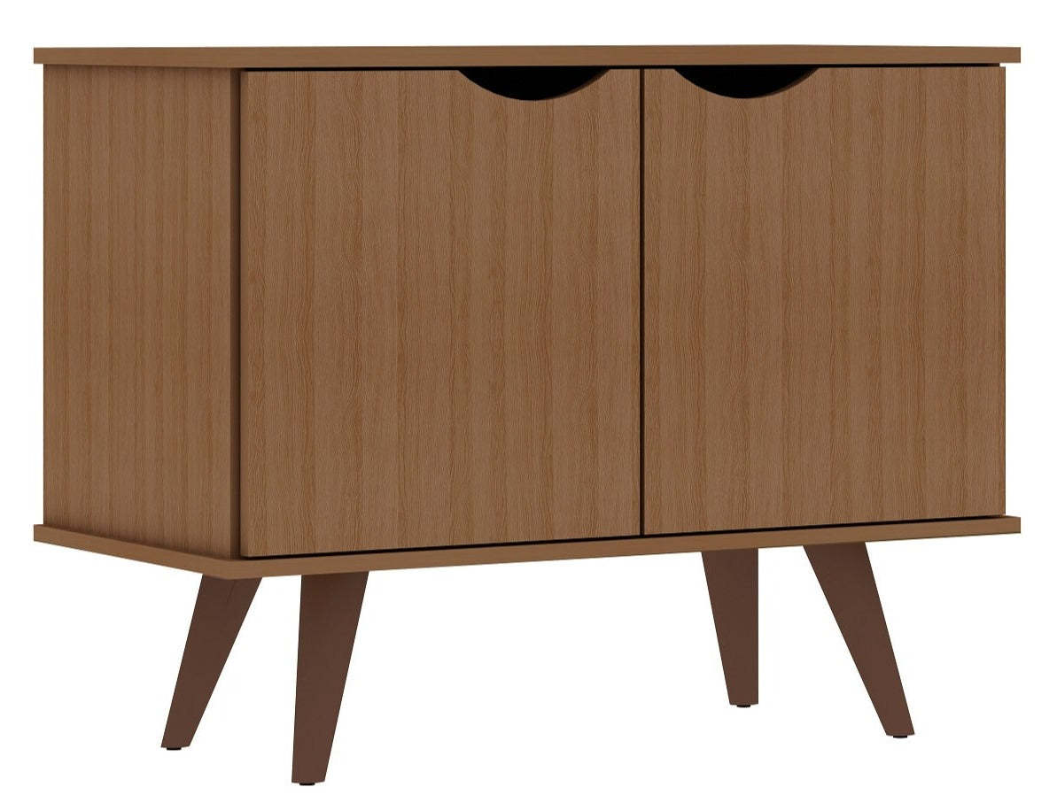 Manhattan Comfort Armoire d'appoint à 2 étagères Hampton avec pieds en bois massif - Crème d'érable|Armoire décorative Hampton de Manhattan Comfort avec 2 tablettes et pattes en bois massif - crème d'érable