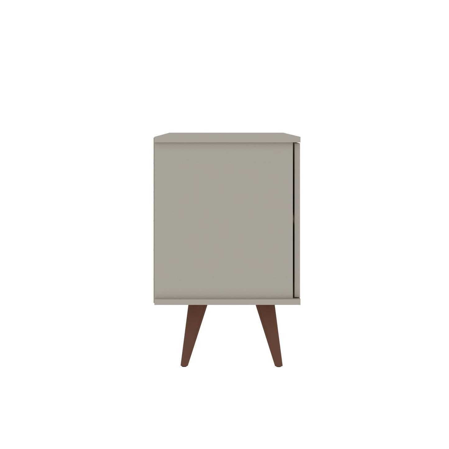Manhattan Comfort Armoire d'appoint à 2 étagères Hampton avec pieds en bois massif - Blanc cassé|Armoire décorative Hampton de Manhattan Comfort avec 2 tablettes et pattes en bois massif - blanc cassé