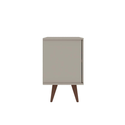 Manhattan Comfort Armoire d'appoint à 2 étagères Hampton avec pieds en bois massif - Blanc cassé|Armoire décorative Hampton de Manhattan Comfort avec 2 tablettes et pattes en bois massif - blanc cassé