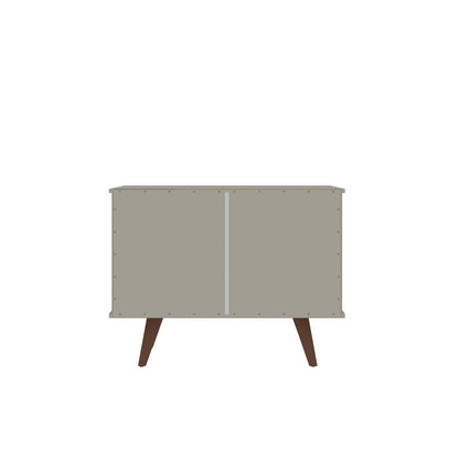 Manhattan Comfort Armoire d'appoint à 2 étagères Hampton avec pieds en bois massif - Blanc cassé|Armoire décorative Hampton de Manhattan Comfort avec 2 tablettes et pattes en bois massif - blanc cassé
