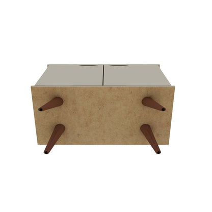 Manhattan Comfort Armoire d'appoint à 2 étagères Hampton avec pieds en bois massif - Blanc cassé|Armoire décorative Hampton de Manhattan Comfort avec 2 tablettes et pattes en bois massif - blanc cassé