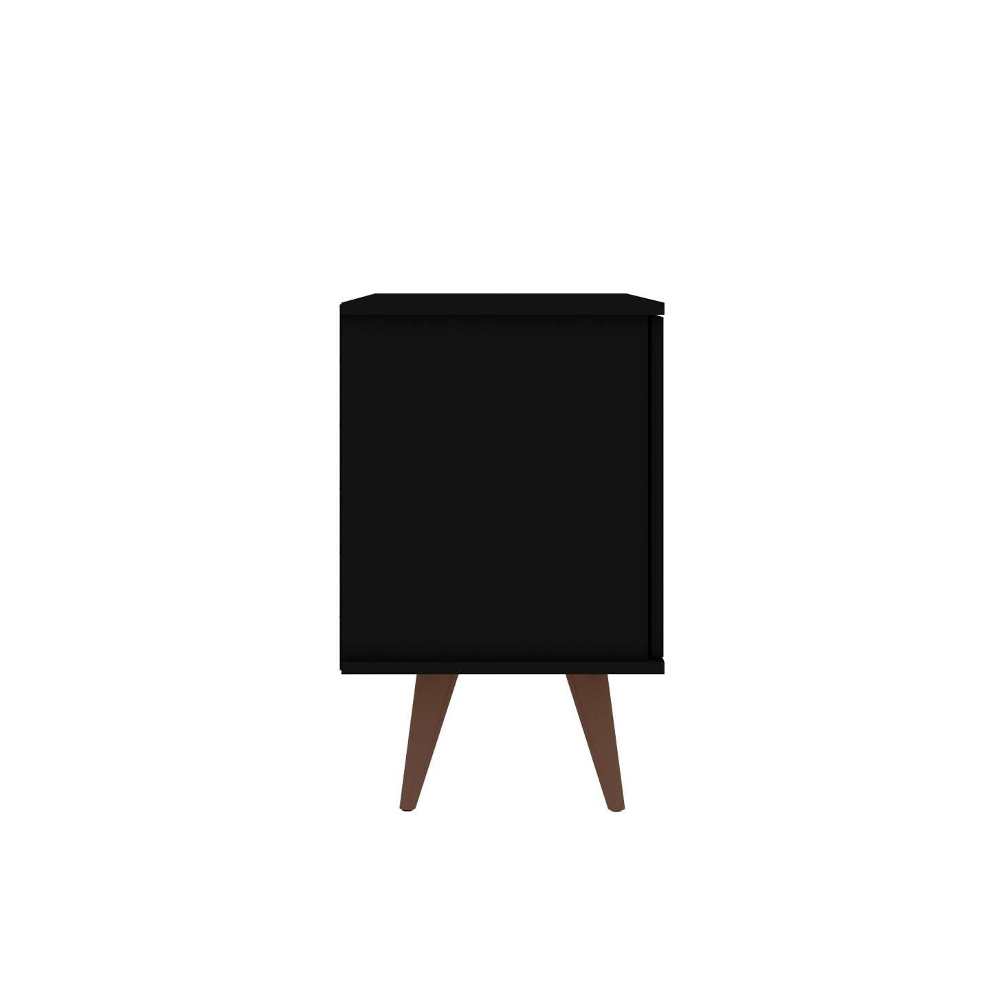 Manhattan Comfort Armoire d'appoint à 2 étagères Hampton avec pieds en bois massif - Noir|Armoire décorative Hampton de Manhattan Comfort avec 2 tablettes et pattes en bois massif - noire