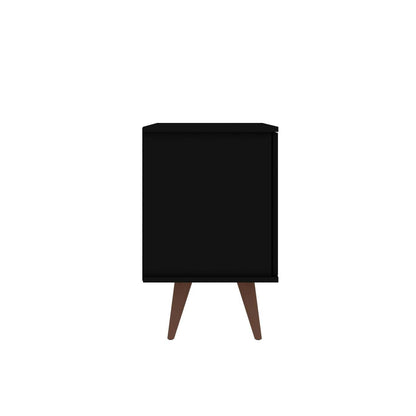 Manhattan Comfort Armoire d'appoint à 2 étagères Hampton avec pieds en bois massif - Noir|Armoire décorative Hampton de Manhattan Comfort avec 2 tablettes et pattes en bois massif - noire