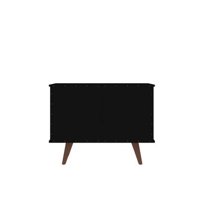 Manhattan Comfort Armoire d'appoint à 2 étagères Hampton avec pieds en bois massif - Noir|Armoire décorative Hampton de Manhattan Comfort avec 2 tablettes et pattes en bois massif - noire