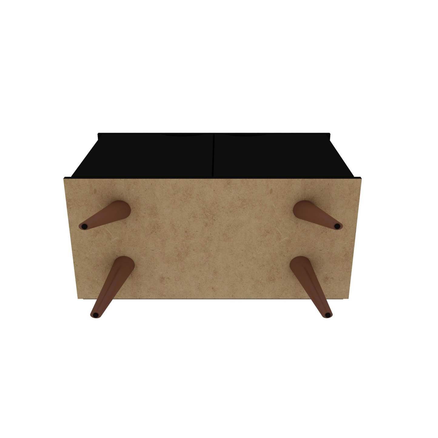 Manhattan Comfort Armoire d'appoint à 2 étagères Hampton avec pieds en bois massif - Noir|Armoire décorative Hampton de Manhattan Comfort avec 2 tablettes et pattes en bois massif - noire