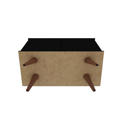 Manhattan Comfort Armoire d'appoint à 2 étagères Hampton avec pieds en bois massif - Noir|Armoire décorative Hampton de Manhattan Comfort avec 2 tablettes et pattes en bois massif - noire