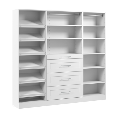 Bestar Florence 85 Système de garde-robe et pièce-penderie modulaire avec tiroirs et tablettes pour chaussures de style Shaker - blanc