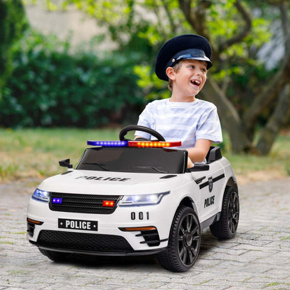 Qaba Voiture Électrique 12 V Pour Enfants, Voiture De Police Pour Enfants Alimentée Par Batterie Avec Télécommande, 4 S