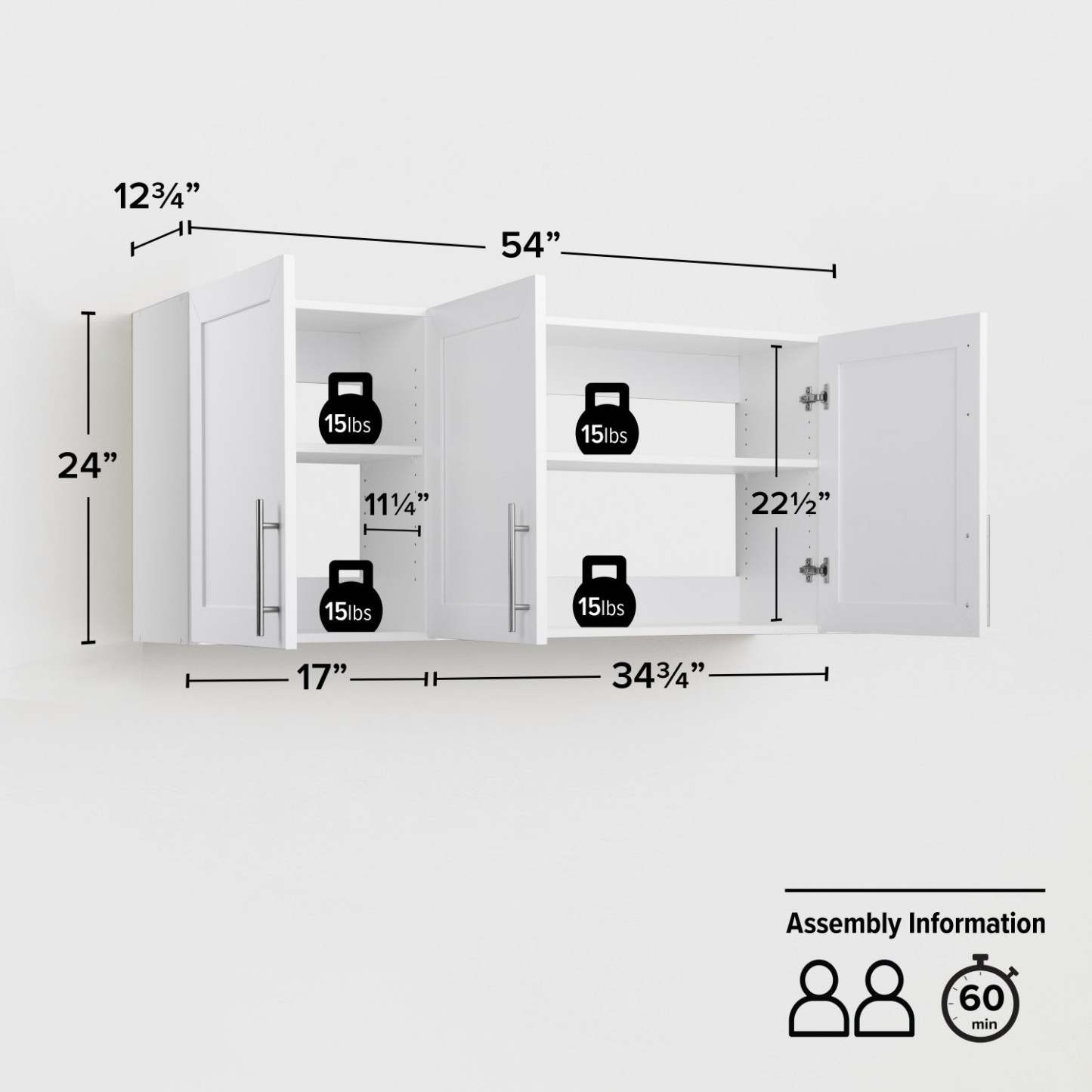 Prepac Elite 54 Wall Storage Cabinet - Blanc|Armoire de rangement murale Elite de Prepac de 54 po - blanche