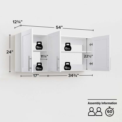 Prepac Elite 54 Wall Storage Cabinet - Blanc|Armoire de rangement murale Elite de Prepac de 54 po - blanche