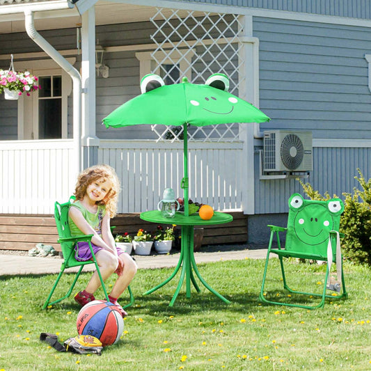 Outsunny Enfants Table De Pique-nique Pliante Et Chaise Ensemble Motif Grenouille Extérieur Jardin P