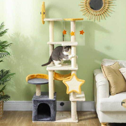 Pawhut Tour A Chat, Arbre A Chat De 63 Pouces Pour Grands Chats Adultes Avec Griffoirs Pour Chat, Co