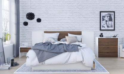 Table de nuit Nordika - Blanc/Noyer | Table de nuit Nordika - blanc et noyer | D08H3NTT