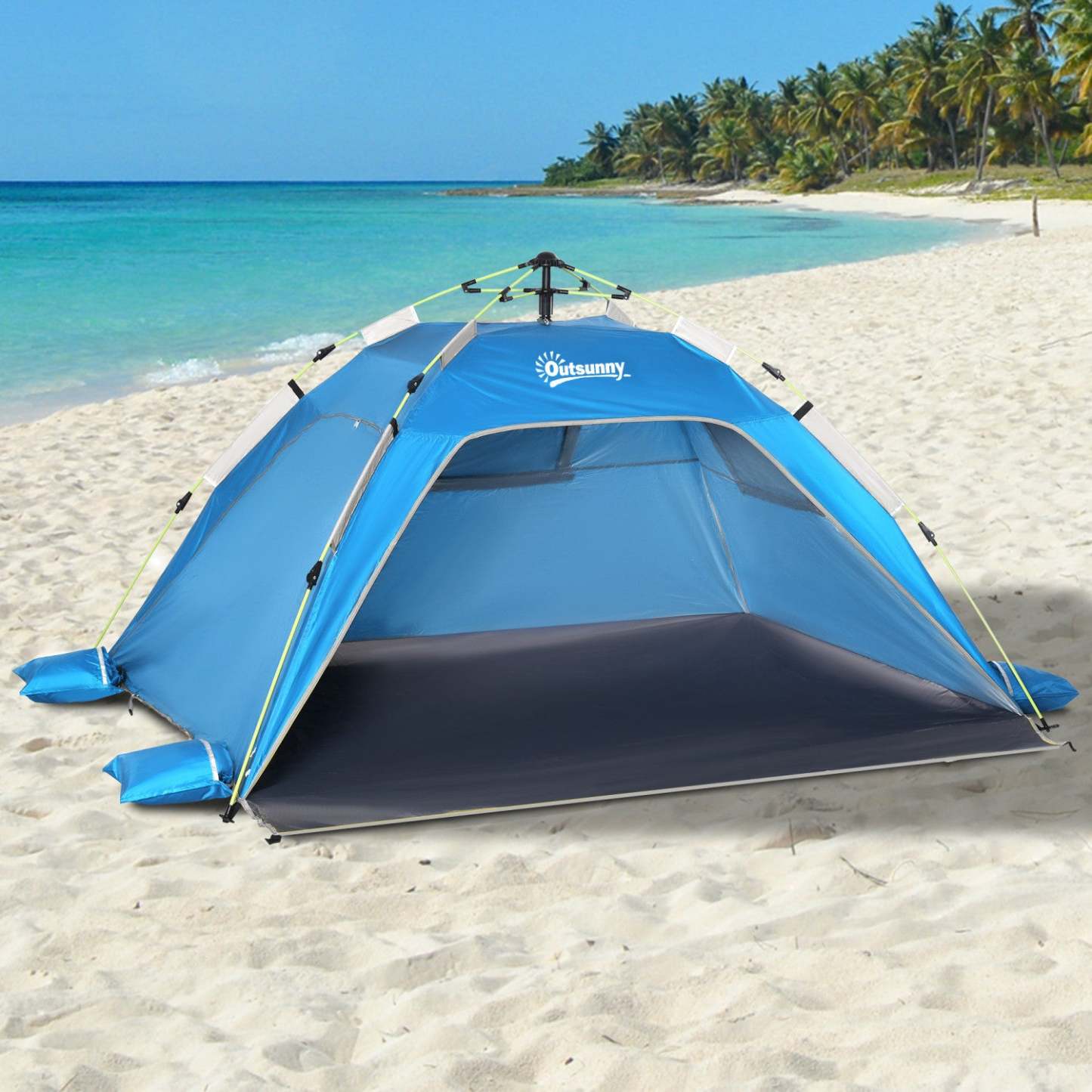 Outsunny 1-2 Personne Pop Up Tente, Abri De Soleil Exterieur, Bleu Ciel